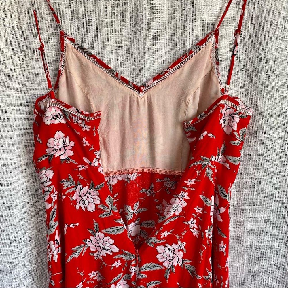 Lulu's Red Floral Print Midi Dress - Picture 6 of 9